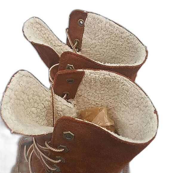 Timberland Earthkeepers Authentic Teddy Fleece Leather Brown Boots, women's 7 - Picture 8 of 14